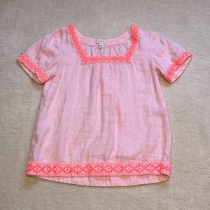 J Crew Embroidered Linen Top
